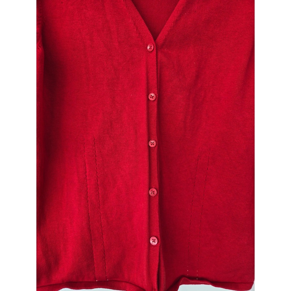 Vintage GAP Stretch Red Cardigan Sweater Soft Women L Y2K Preppy Quiet Luxury - Picture 10 of 16